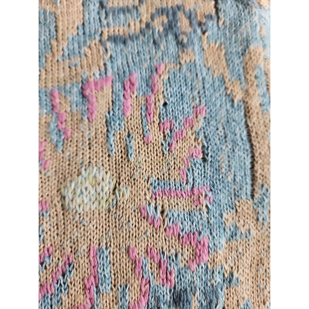 VTG Sigrid Olsen Top S Pink Blue Knitted Floral Linen Cotton Coastal Cottage - Picture 11 of 16